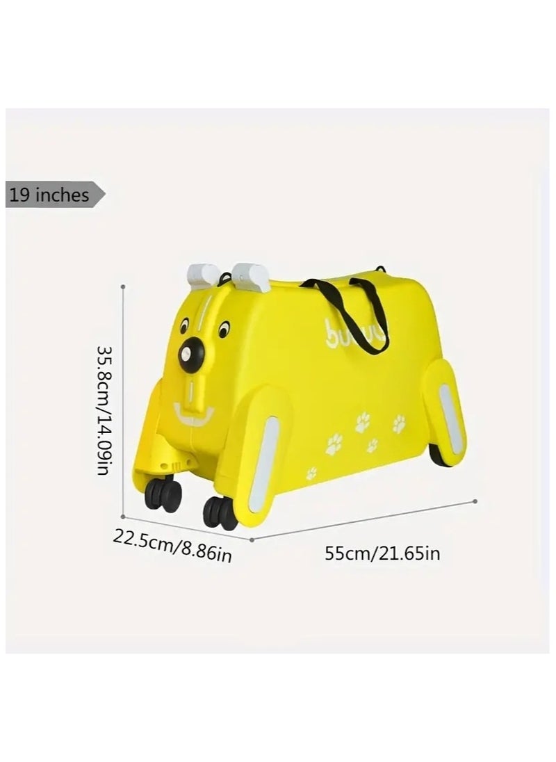 Children's Ride-On Suitcase with Wheels - Cute Cartoon Rolling Luggage for Kids, Travel & Outdoor Fun