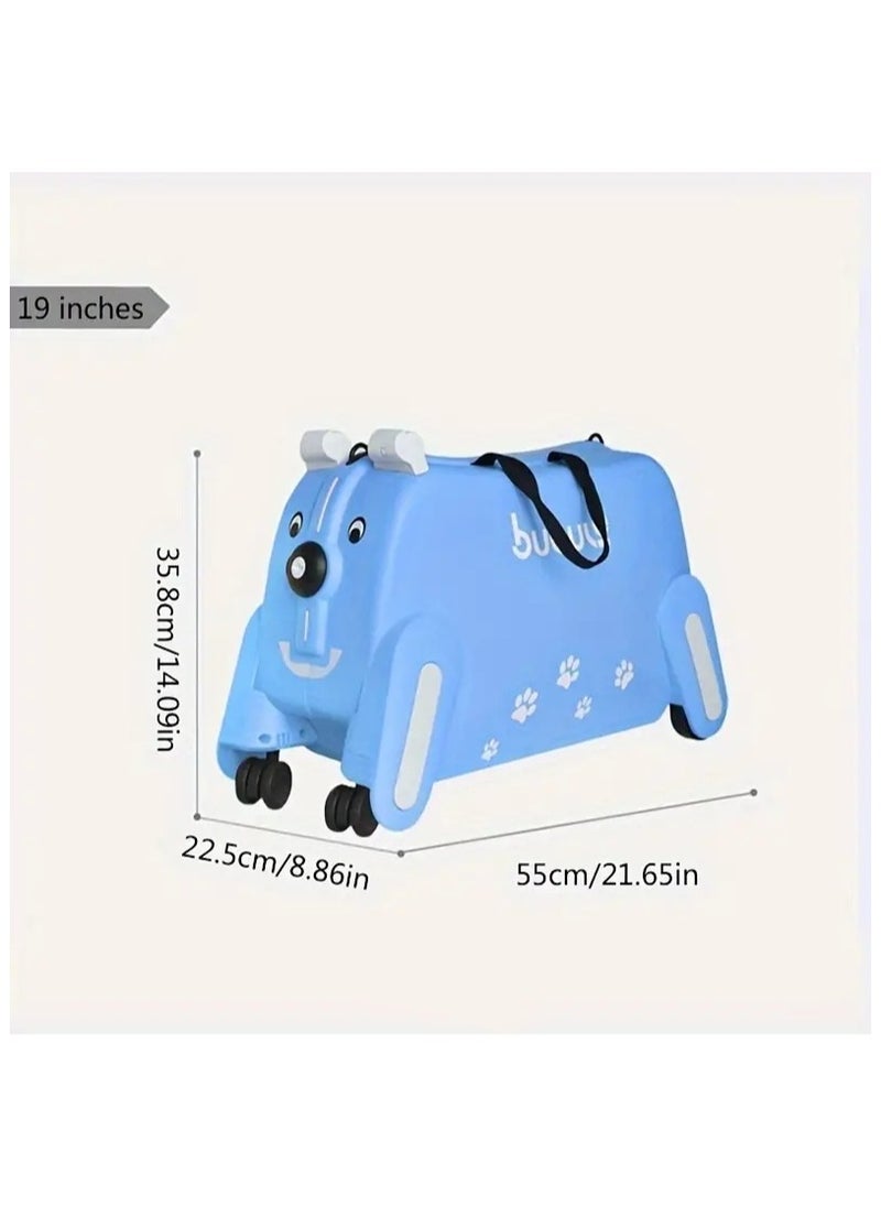 Children's Ride-On Suitcase with Wheels - Cute Cartoon Rolling Luggage for Kids, Travel & Outdoor Fun