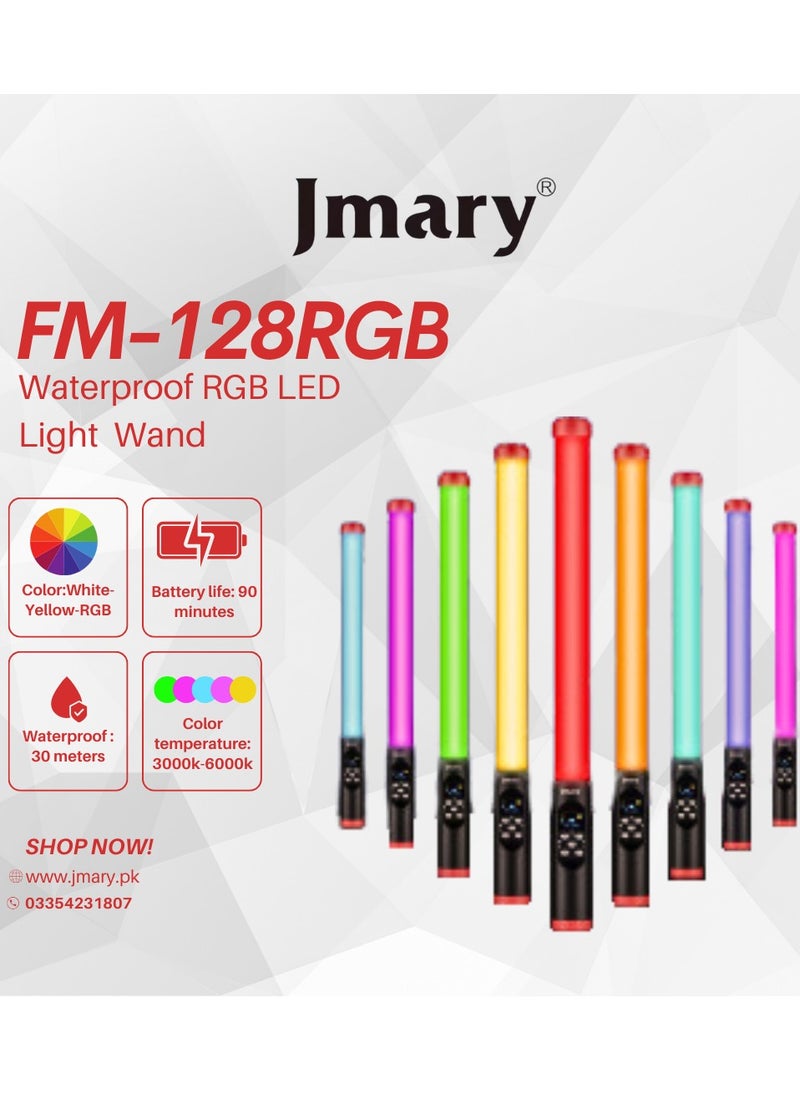 Jmary FM-128RGB Waterproof Handheld RGB LED Video Light Wand Stick