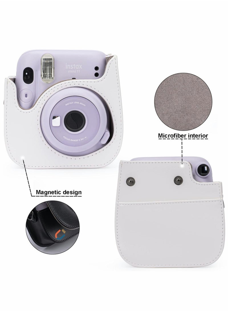 SYOSI PU Leather Camera Case for Fujifilm Instax Mini 11, with Adjustable Strap and Pocket (Panda)