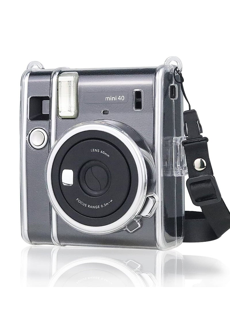 Ransparent Case, Crystal Hard PVC Clear Case with Shoulder Strap, Protective Case Clear Compatible with Fujifilm Instax Mini 40 Instant Camera/Polaroid Mini 40 Camera