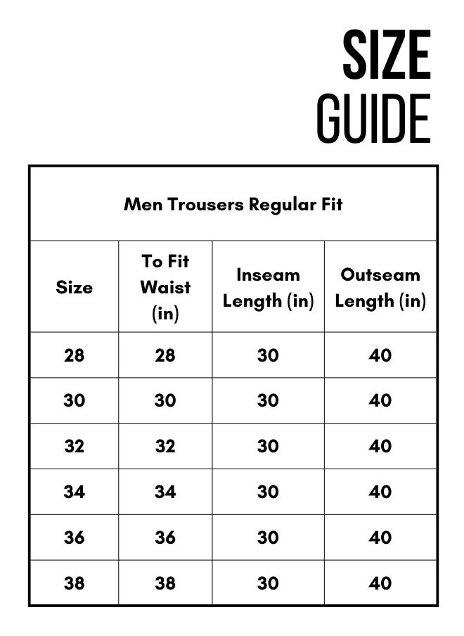 Regular Fit Men's Black Cotton Trousers - Mid-Rise, Full Length, Button & Zip Closure