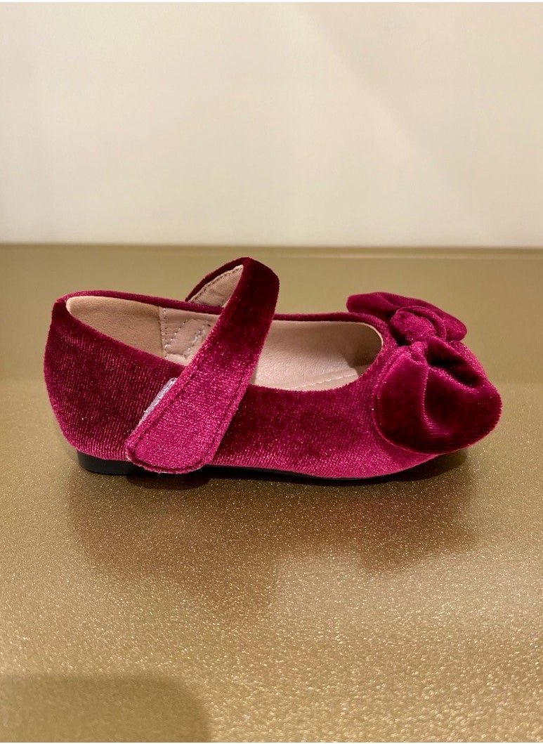 Kids Maroon Velvet Party Shoes for Birthday and Special Occasions Kids Shoes