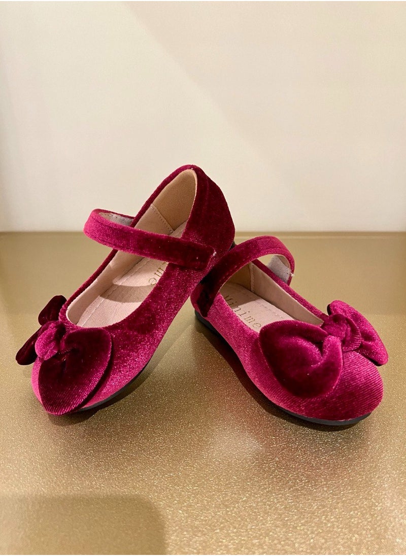 Kids Maroon Velvet Party Shoes for Birthday and Special Occasions Kids Shoes