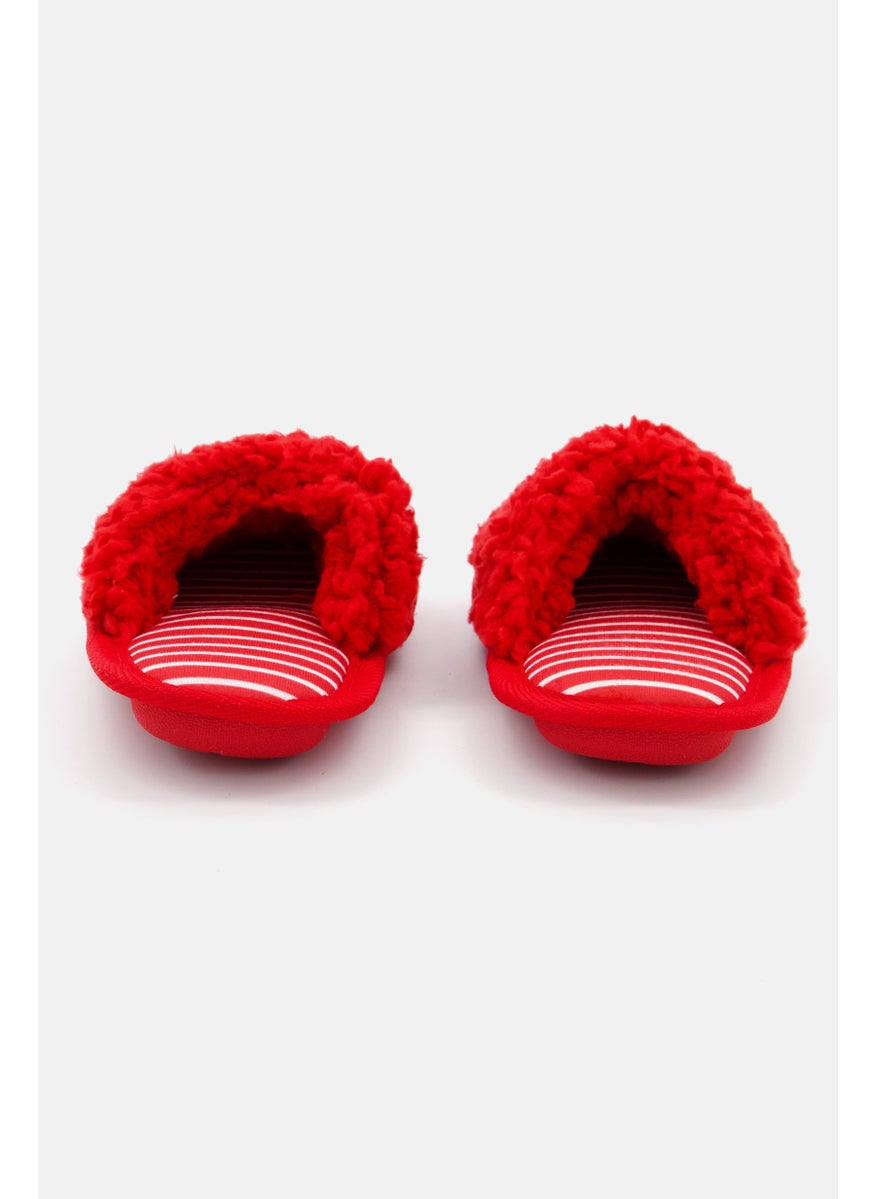 Kids Girl Slip On Textured Slippers, Red