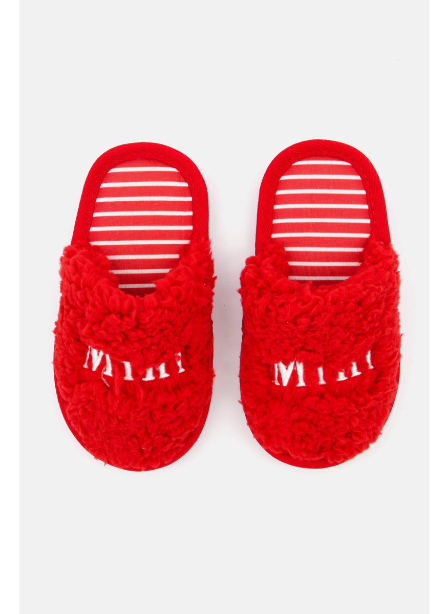 Kids Girl Slip On Textured Slippers, Red