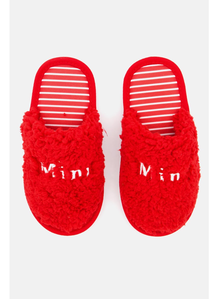 Kids Girl Slip On Textured Slippers, Red