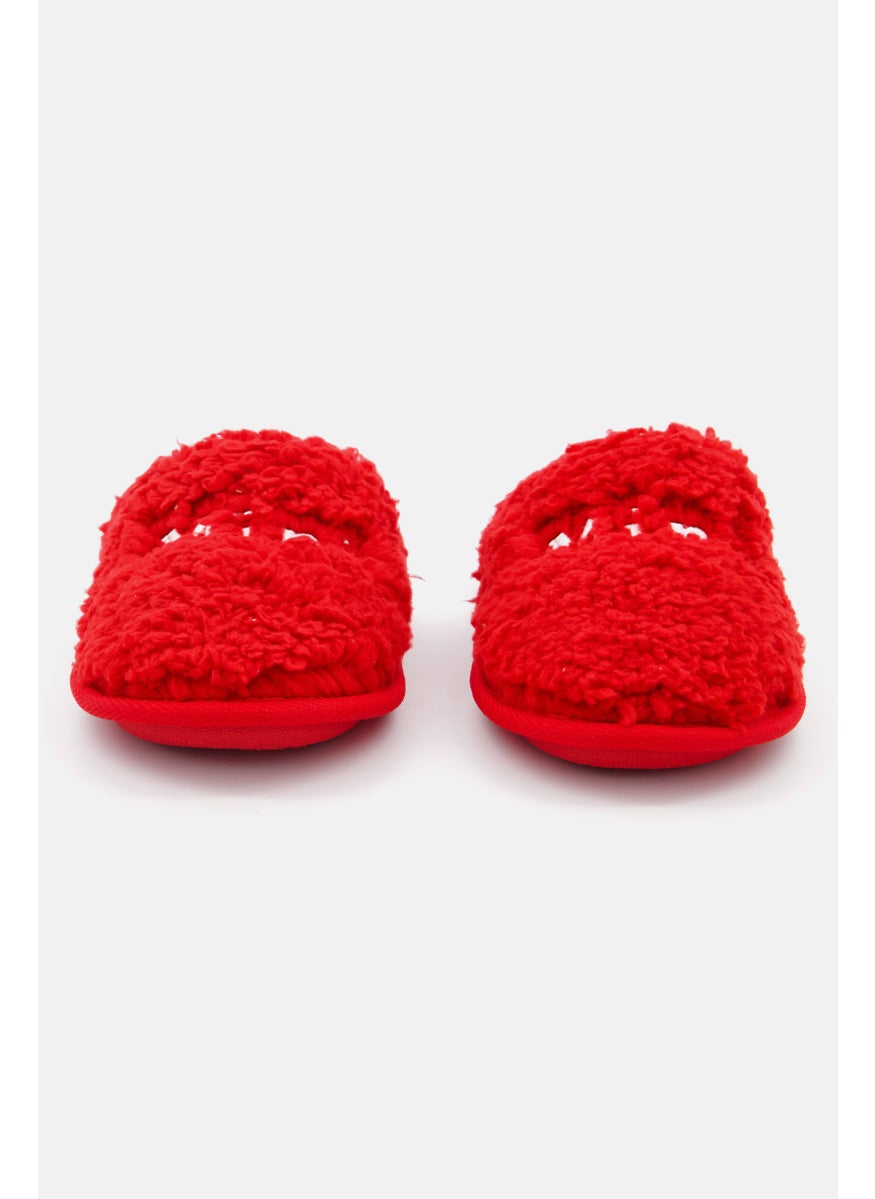 Kids Girl Slip On Textured Slippers, Red