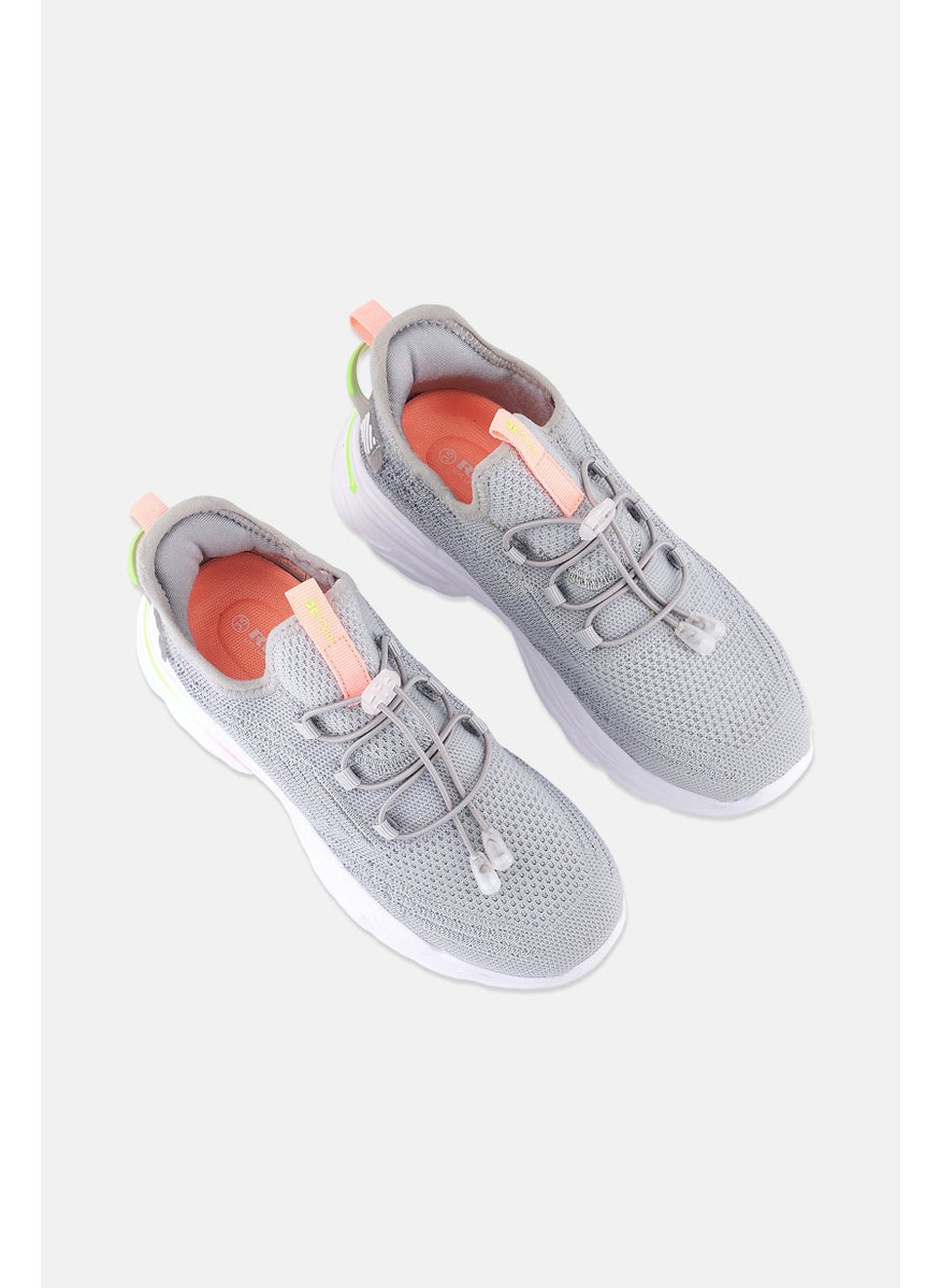 Kids Girl Slip On Shoes, Light Grey/Peach