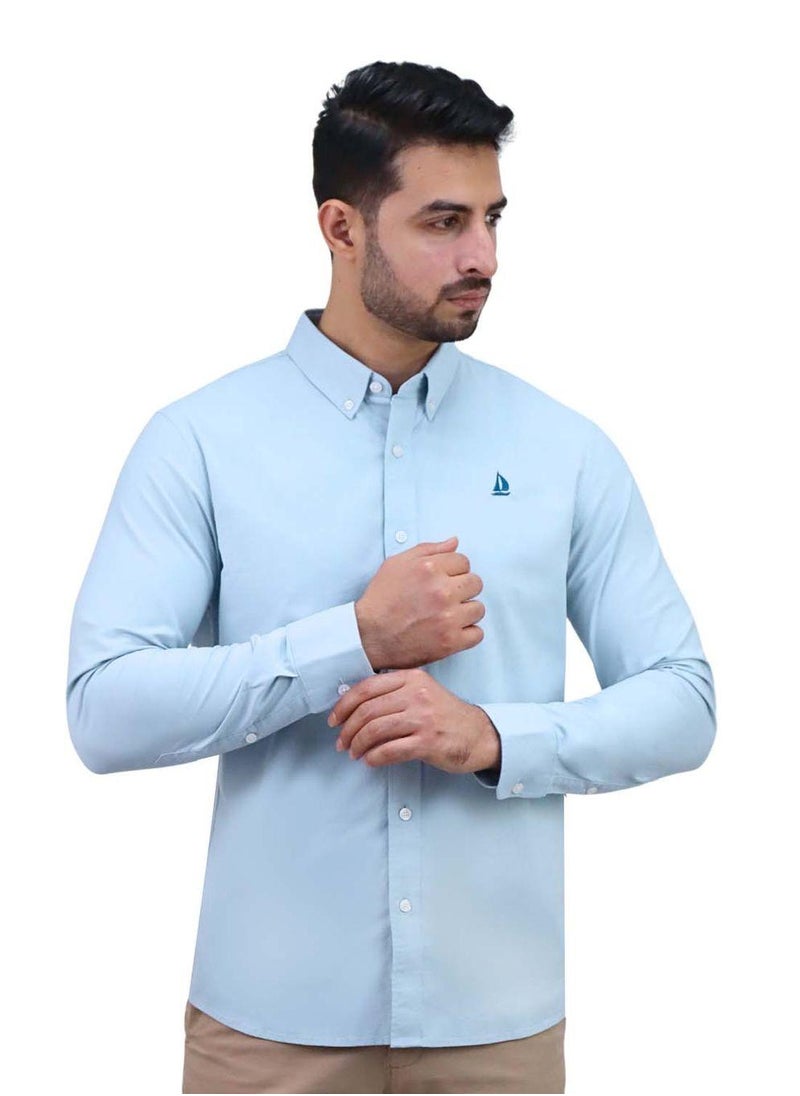 Men’s Cotton Spandex Oxford Slim Fit Embroidery Shirt