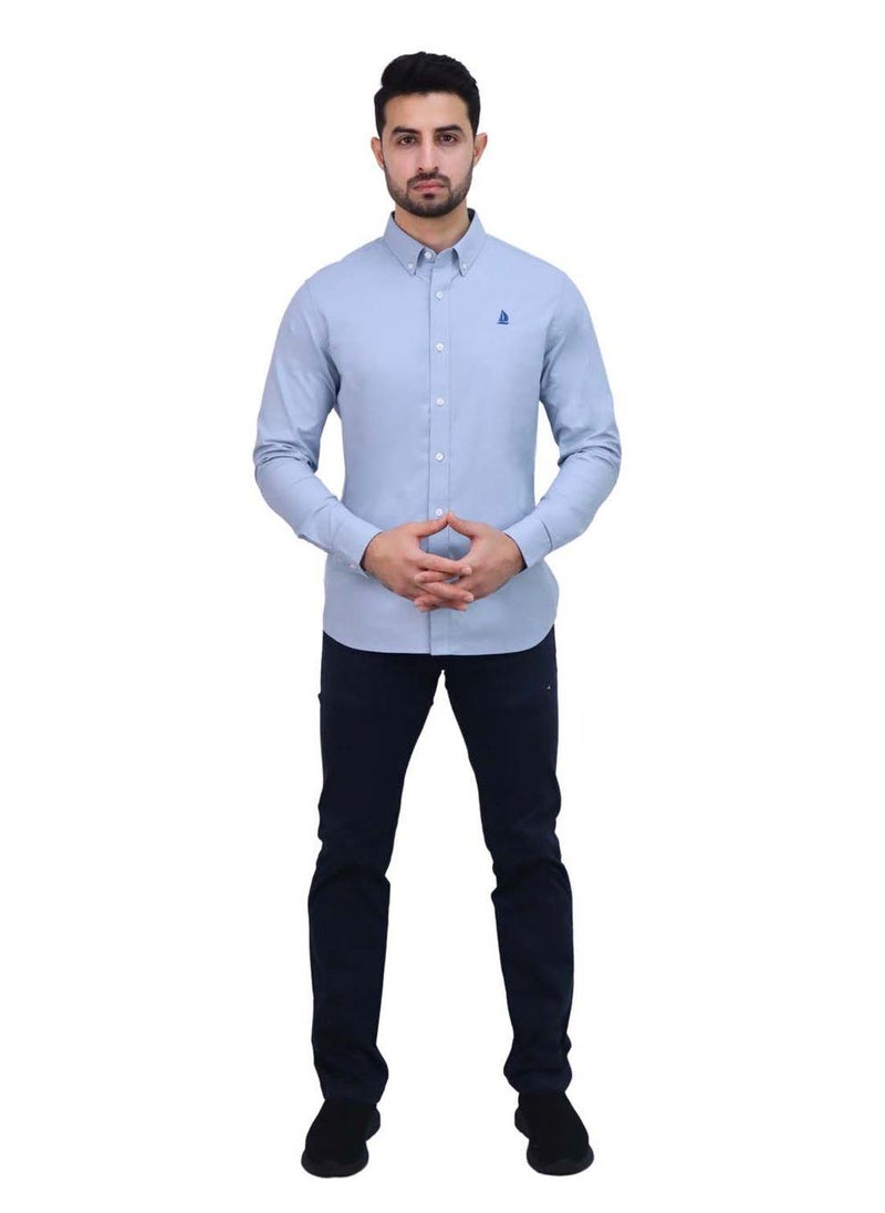 Men’s Cotton Spandex Oxford Slim Fit Embroidery Shirt