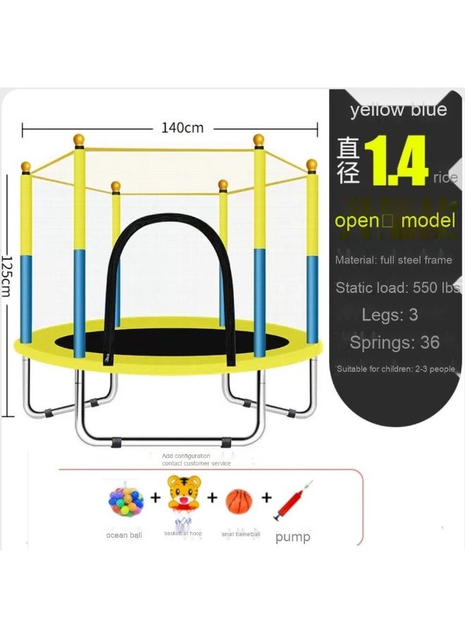 trampoline equipped with a safety net for children for outdoor and indoor places