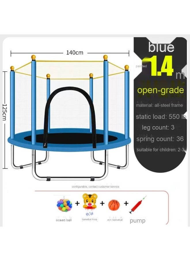 trampoline equipped with a safety net for children for outdoor and indoor places