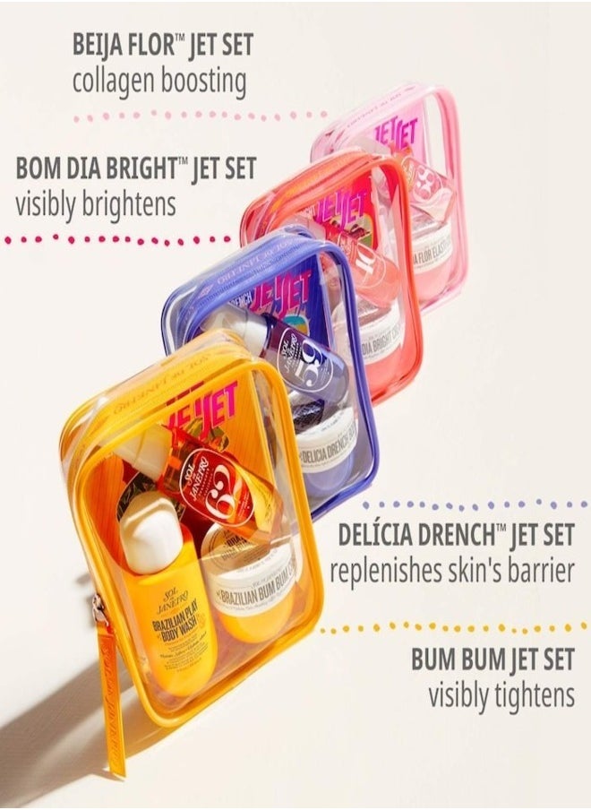 Sol de Janeiro Delícia Drench™ Jet Set – Travel-Ready Body Care Trio with Nourishing Body Butter, Hydrating Shower Gel, and Tropical Perfume Mist