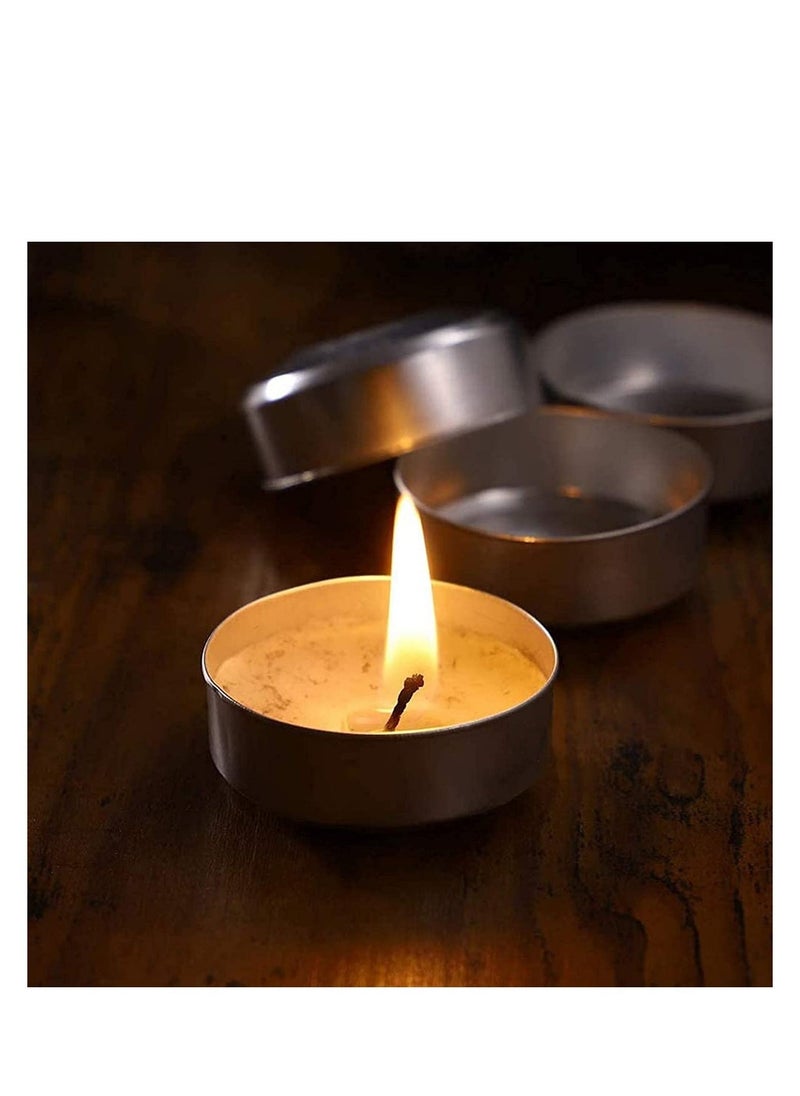 Aluminum Tea Lights Cups 100 Pcs, Metal Tea Light Tins with 100 Pcs Candle Wicks Empty Case Candle Wax Containers for DIY Candles Making Supplies