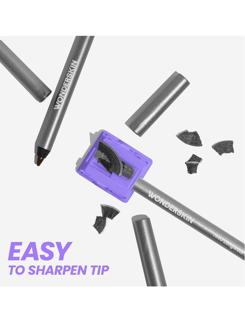 Wonderskin 1440 Longwear Black Eyeliner Pencil - Waterproof, Sharpenable Black Eyeliner Pencil and Smudge Proof Eye Liner Pencils (Liquorice)