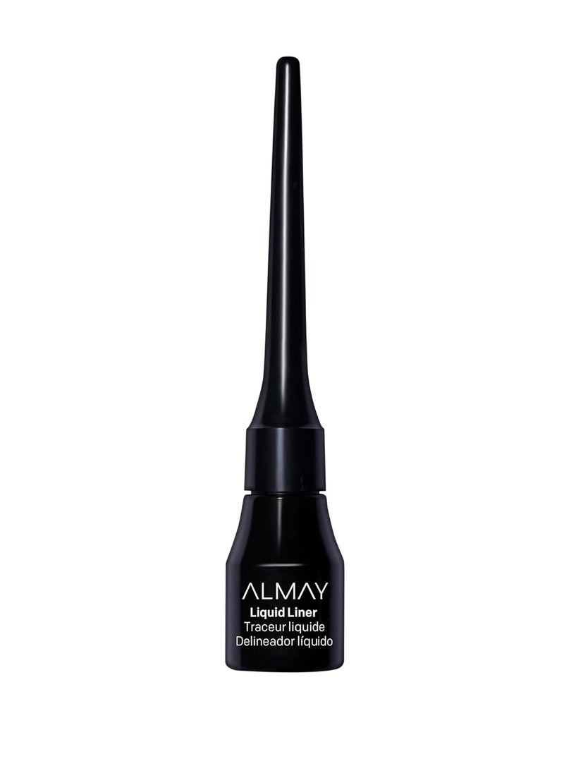 Almay Liquid Eyeliner, Waterproof, Fade-Proof Eye Makeup, Easy-to-Apply Liner Brush, 221 Black, 0.1 Oz