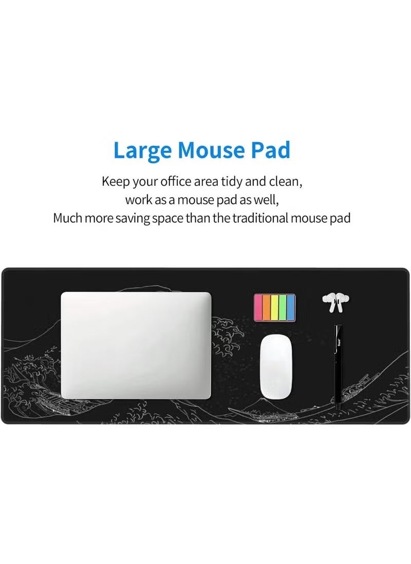 3D Wave Non-Slip and Stain-Resistant Rubber Mouse Pad (40x90x0.3cm)