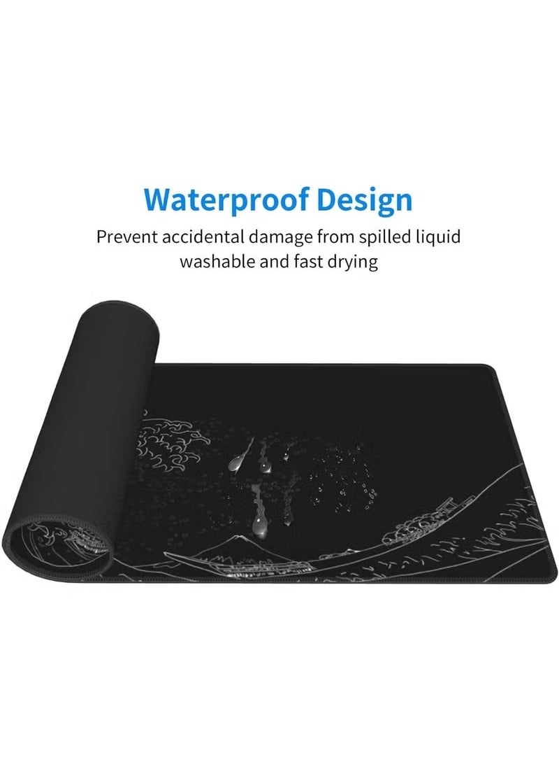 3D Wave Non-Slip and Stain-Resistant Rubber Mouse Pad (40x90x0.3cm)