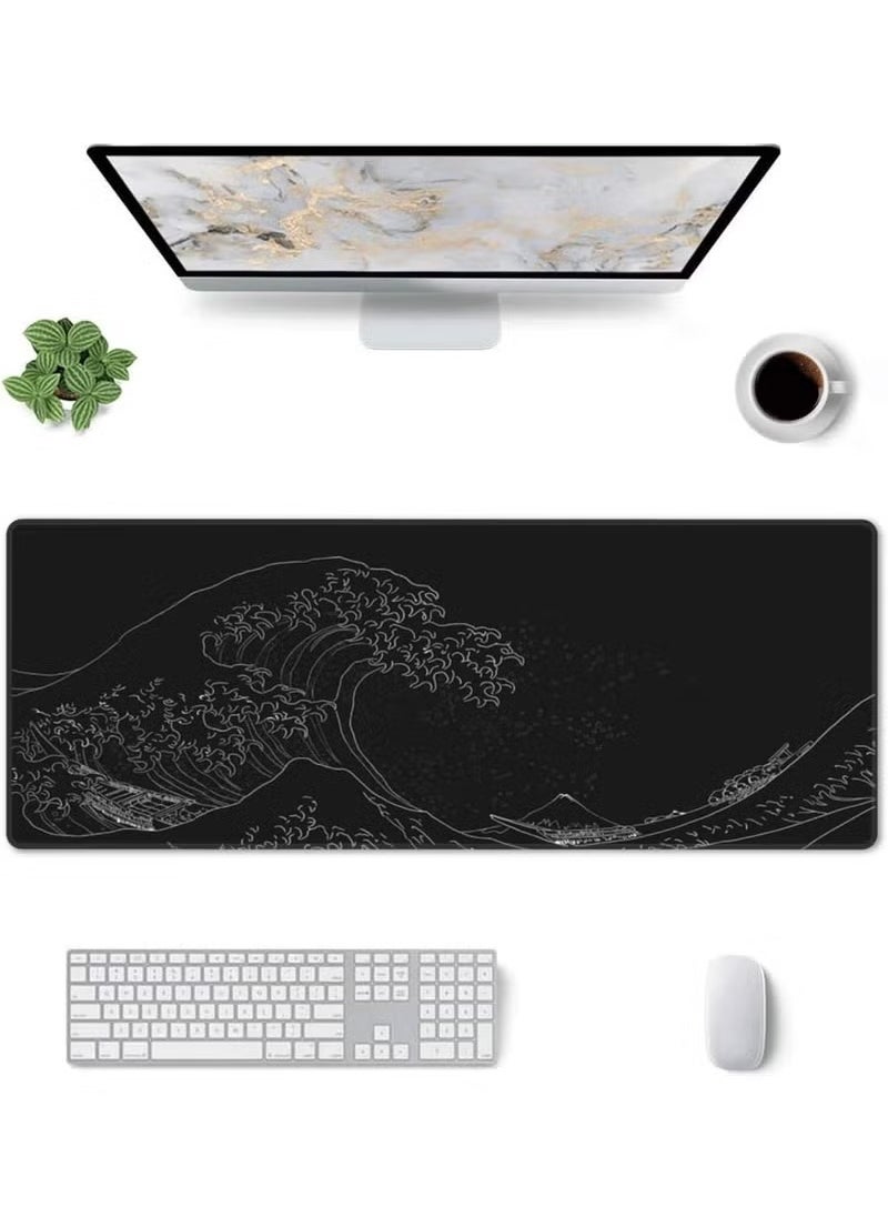 3D Wave Non-Slip and Stain-Resistant Rubber Mouse Pad (40x90x0.3cm)