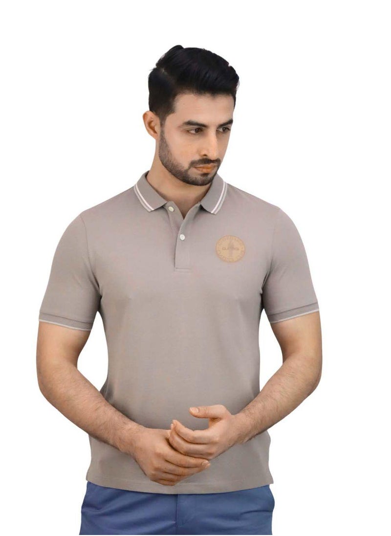 Men's Pique Flat Knit Collar Short Sleeve Thematic Slim Fit Embroidery Bold Polo