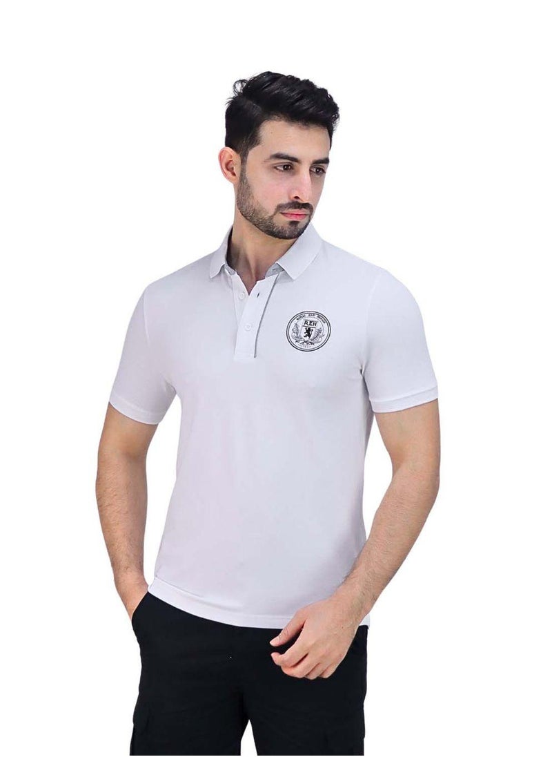 Men's Pique Flat Knit Collar Short Sleeve Thematic Slim Fit Embroidery Bold Polo