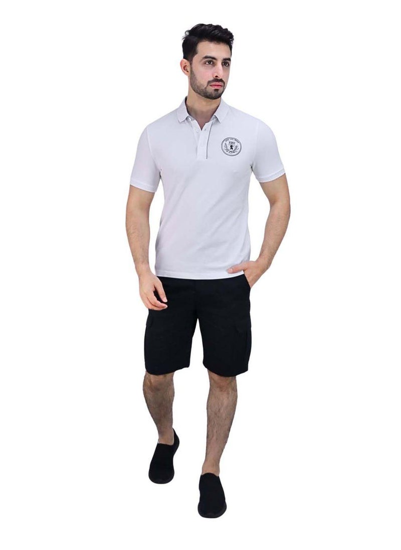 Men's Pique Flat Knit Collar Short Sleeve Thematic Slim Fit Embroidery Bold Polo