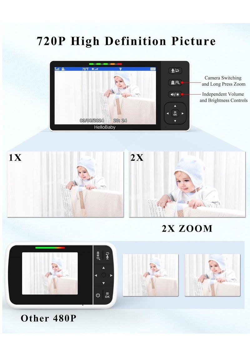 Split-Screen Baby Monitor with 2 Cameras, 5.5