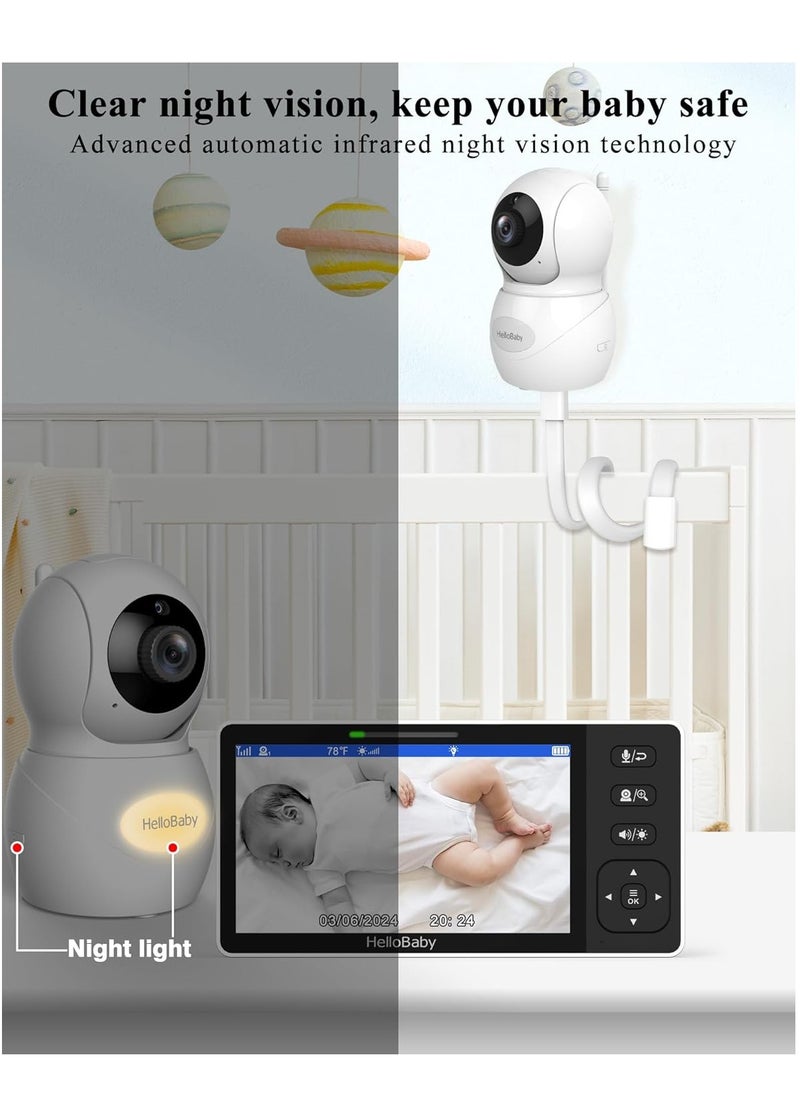 Split-Screen Baby Monitor with 2 Cameras, 5.5