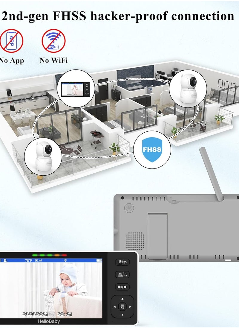 Split-Screen Baby Monitor with 2 Cameras, 5.5