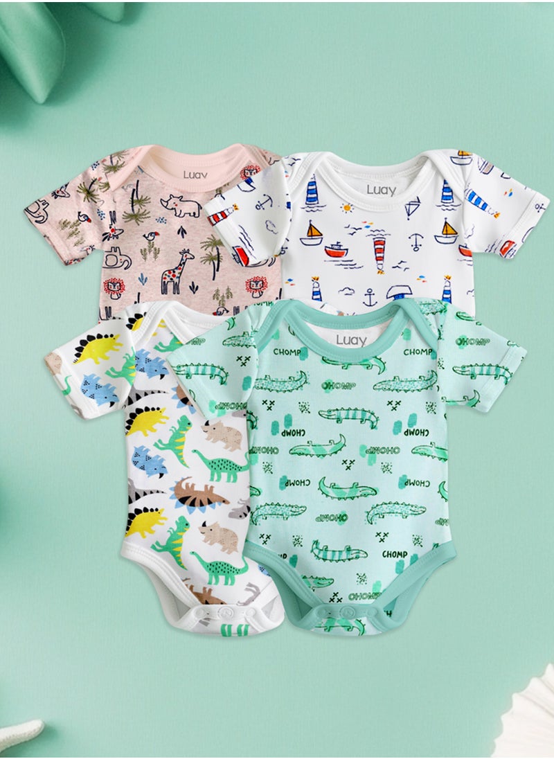 LUAY 100% Organic Cotton  Based Onesies | Sleepsuits| Night Suits|Jumpsuit | Wondersuit for Baby Boys & Baby Girls, New-Born, infants,Toddlers_ Including Vibrant Pattren & Colors Create festive look