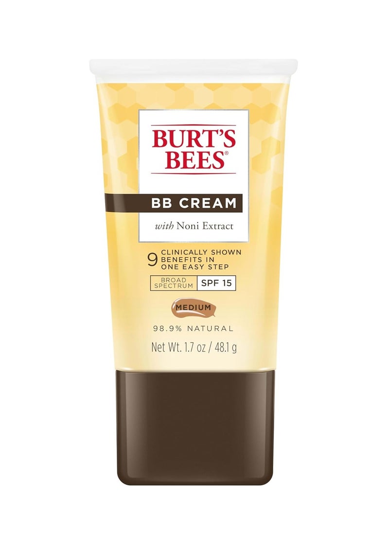 Burt's Bees BB Cream With SPF 15, Broad-Spectrum Sunscreen Tinted Lotion for All Skin Types, 98.9 Percent Natural Origin Skin Care, Medium, 1.7 oz. Tube