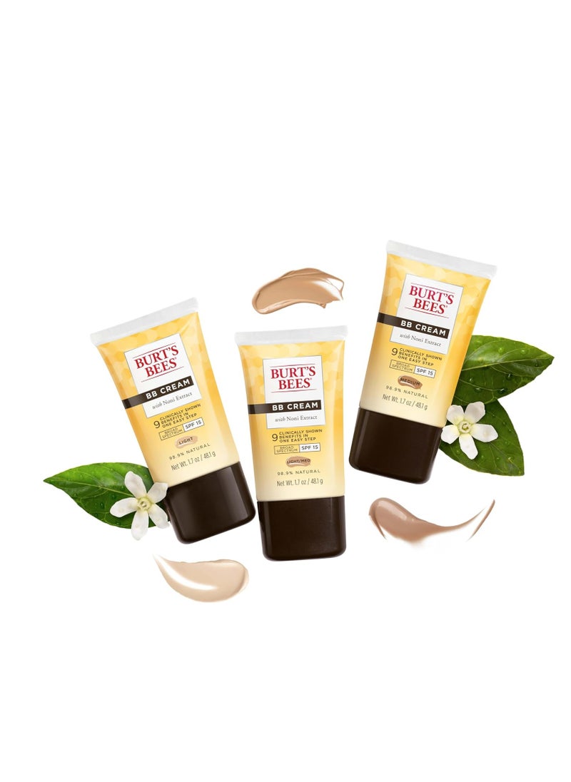 Burt's Bees BB Cream With SPF 15, Broad-Spectrum Sunscreen Tinted Lotion for All Skin Types, 98.9 Percent Natural Origin Skin Care, Medium, 1.7 oz. Tube