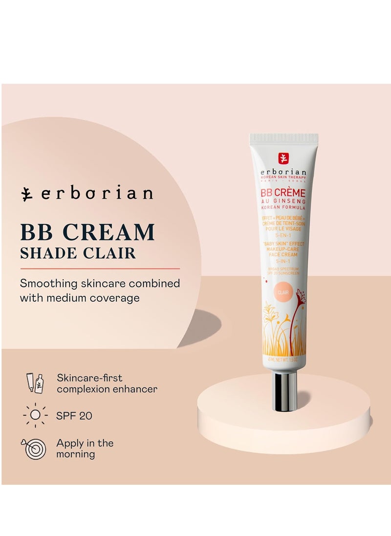 Erborian BB Cream with Ginseng - Lightweight Buildable Coverage with SPF & Ultra-Soft Matte Finish - Korean Face Skincare