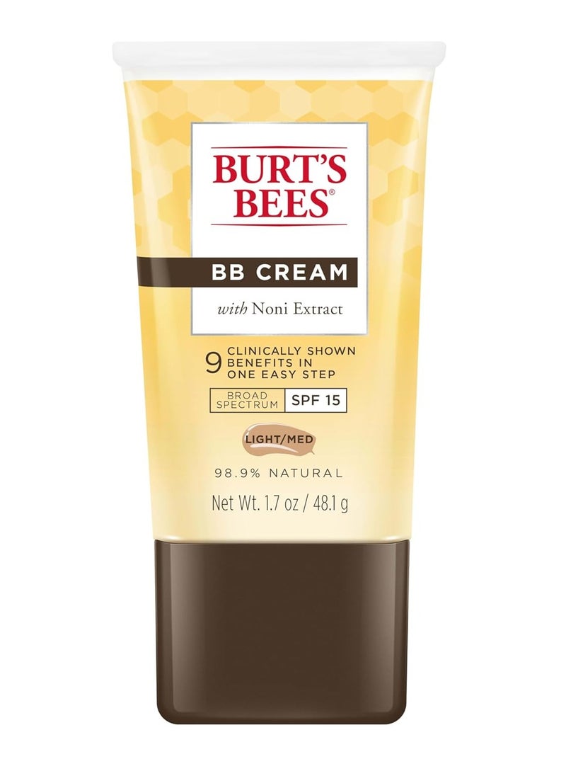 Burt's Bees BB Cream With SPF 15, Broad-Spectrum Sunscreen Tinted Lotion for All Skin Types, 98.9 Percent Natural Origin Skin Care, Light to Medium, 1.7 oz. Tube