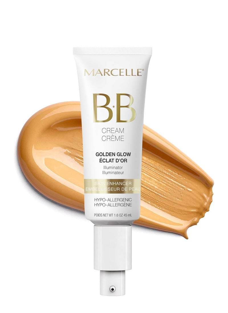 Marcelle BB Cream Golden Glow, Universal Shade, Tinted Moisturizer, Skin Enhancer, Illuminator, Beauty Balm, Non-Comedogenic, Paraben-Free, Oil-Free, Hypoallergenic, Cruelty-Free, 1.5 fl oz