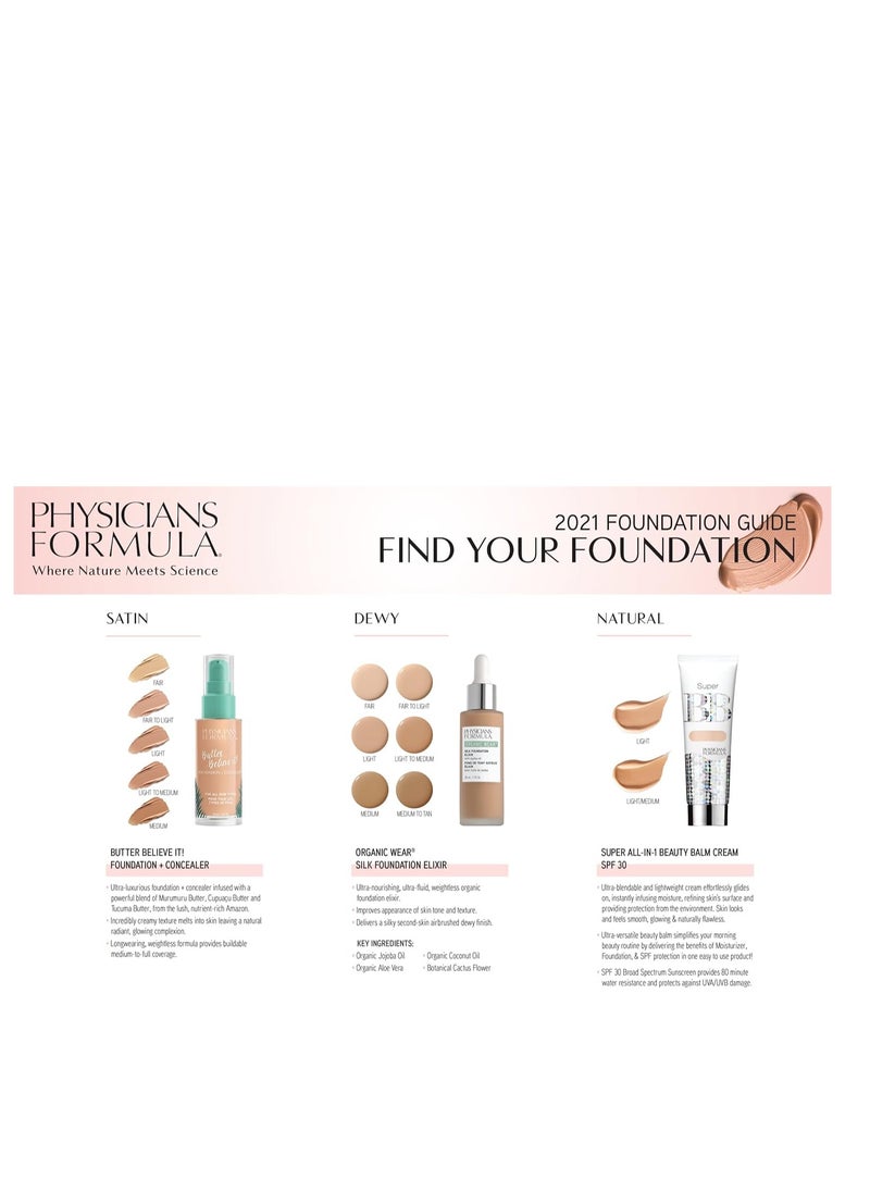 Physicians Formula Super BB Cream. All in 1 Tinted Beauty Balm Foundation Cream, Sheer Moisturizing Coverage, Cruelty free - Light