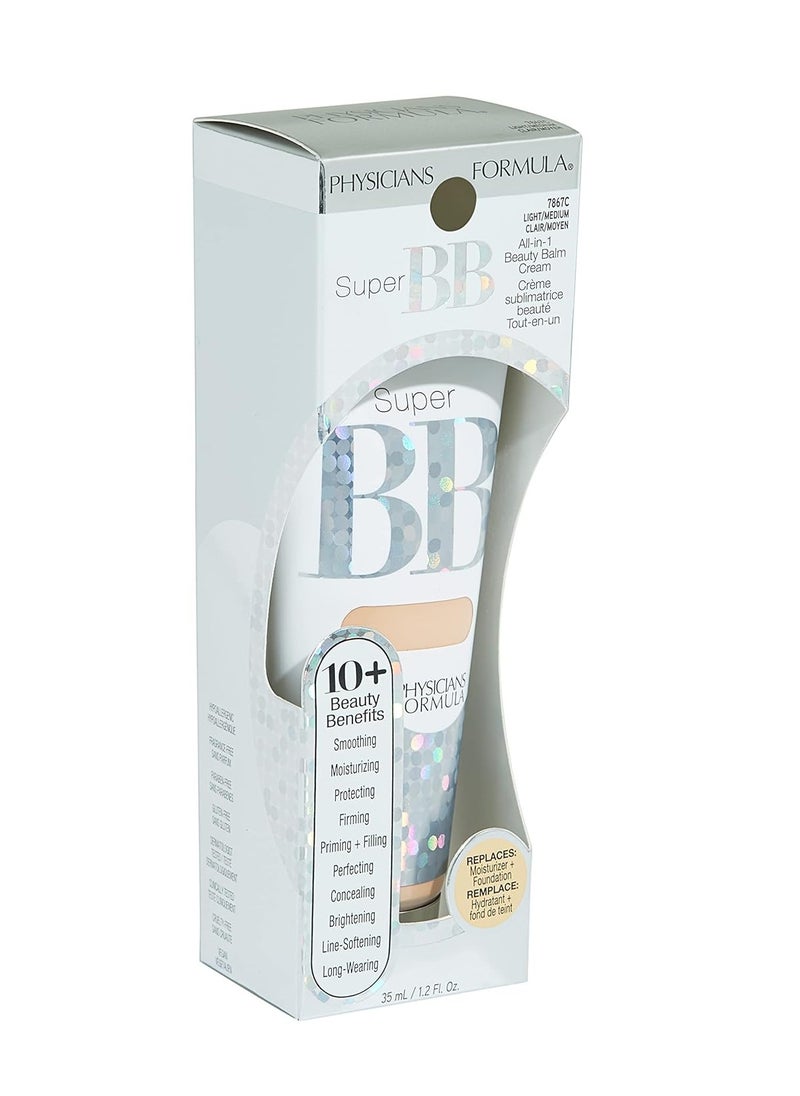 Physicians Formula Super BB Cream. All in 1 Tinted Beauty Balm Foundation Cream, Sheer Moisturizing Coverage, Cruelty free - Light