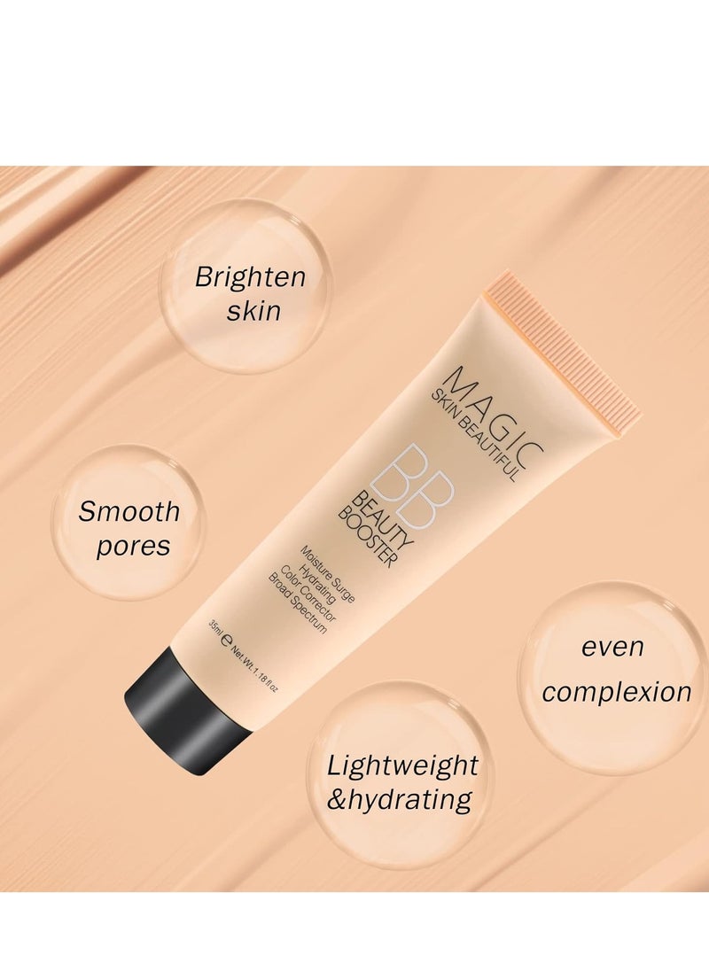 Boobeen Hydrating BB Cream, Full-Coverage Foundation&Concealer, Color Correcting Cream, Tinted Moisturizer BB Cream for All Skin Types - Evens Skin Tone（2 Pcs）