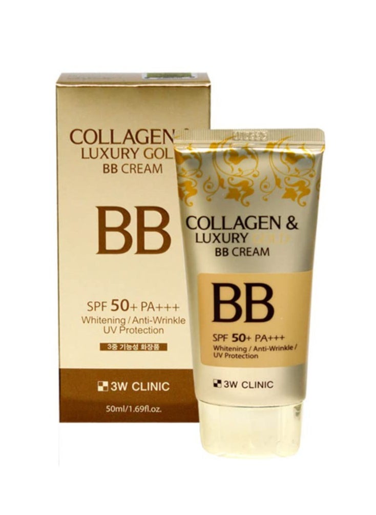 3W CLINIC Collagen & Luxury Gold BB Cream 1.69Oz SPF50+/PA+++ Wrinkle Care