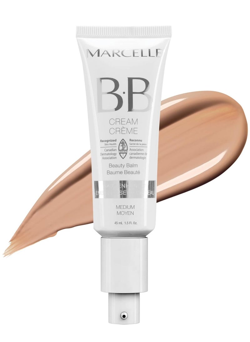 Marcelle BB Cream Beauty Balm, Medium, Hypoallergenic and Fragrance-Free, 1;5 Ounces