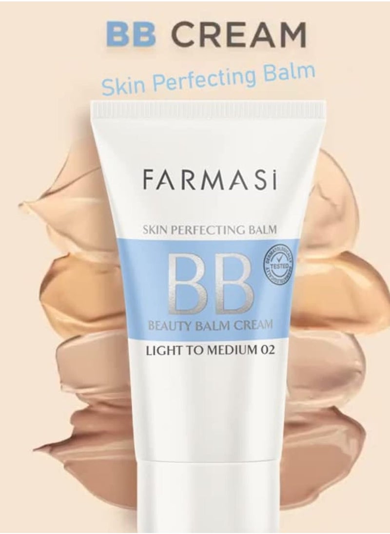 FARMASi Make Up BB Cream Beauty Balm, Full-Coverage Foundation, Concealer, Moisturizer BB Cream for All Skin Types, 1.7 fl. oz. / 50 ml (Light to medium)