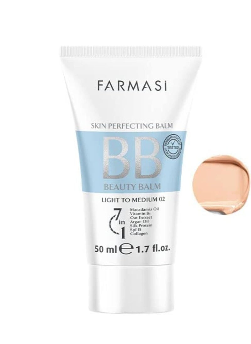 FARMASi Make Up BB Cream Beauty Balm, Full-Coverage Foundation, Concealer, Moisturizer BB Cream for All Skin Types, 1.7 fl. oz. / 50 ml (Light to medium)