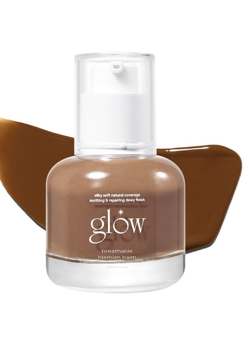 glow breathable blemish balm #brown : lightweight & hydrating, skincare-like, medium-coverage bb cream infused with green tea water, 1 fl oz