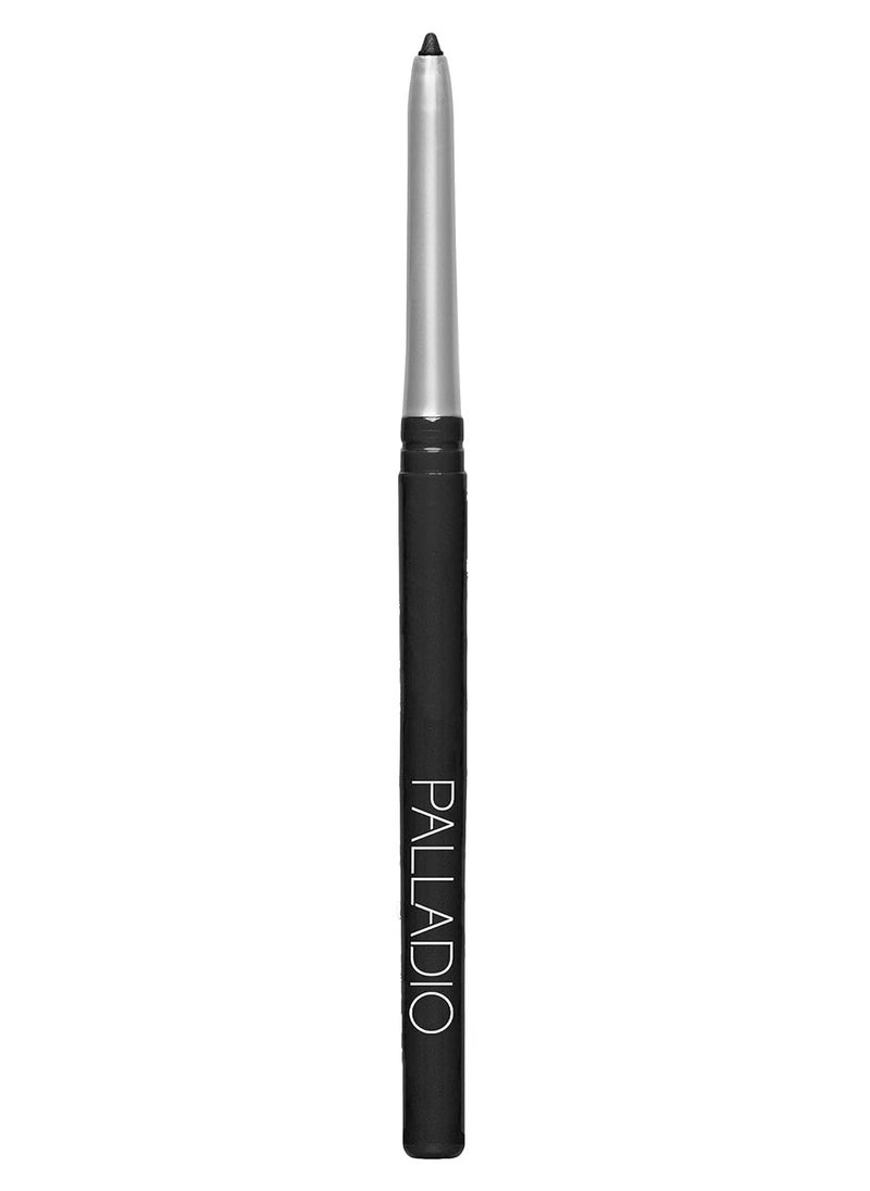 Palladio Retractable Waterproof Eyeliner, Richly Pigmented Color and Creamy, Slip Twist Up Pencil Eye Liner, Smudge Proof Long Lasting Application, All Day Wear, No Sharpener Required, Pure Black