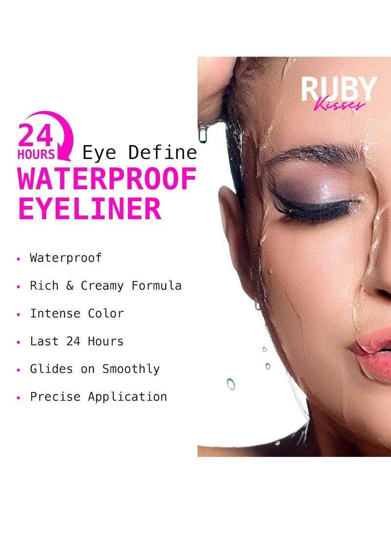 Ruby Kisses Pencil Eyeliner, Retractable Eyeliner, Waterproof, Smudge-Proof Eye Makeup, High Pigmented, 24H Long Lasting Eyepencil (White Out)