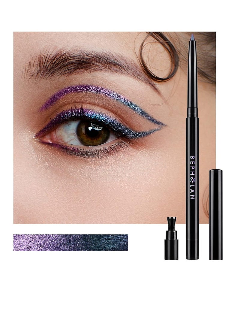 BEPHOLAN Eyeliner Pencil,Purple Eyeliner,Colored Eyeliners,Metallic Eyeliner,Blue Purple Shifting Colors Glitter Waterproof Eyeliner,24h Long-Lasting Pen,Purple-Blue (NORTHERN LIGHT)