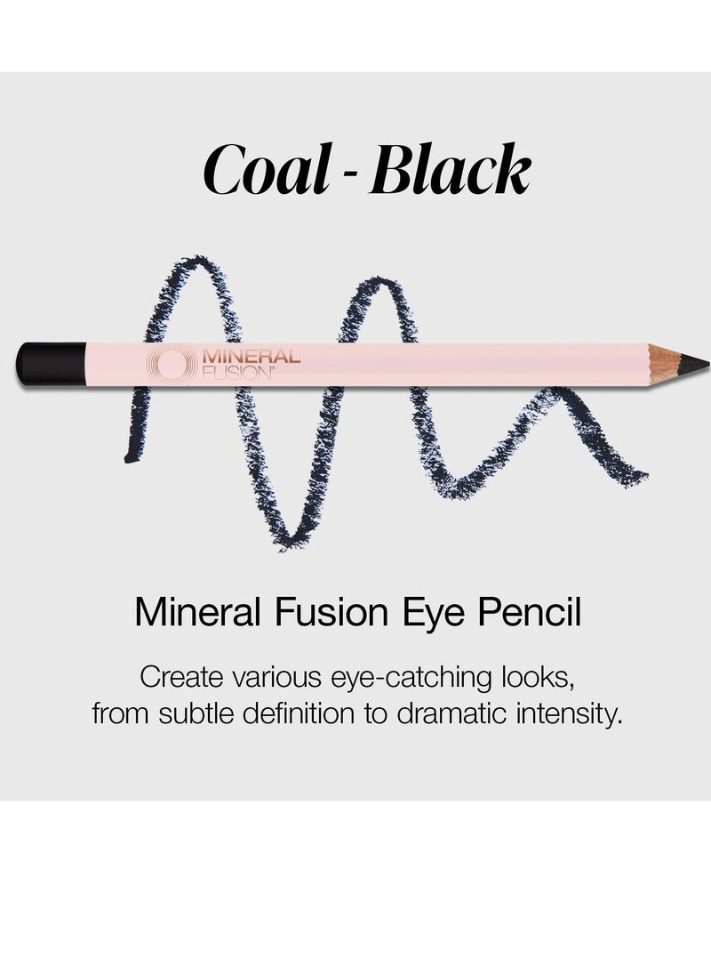 Mineral Fusion Eye Pencil, Black Eyeliner with Soothing Chamomile, Meadowfoam & Vitamin E, Velvety Smooth, Hypoallergenic Eye Makeup to Line & Define, Long-Lasting Eyeliner Pencil, Coal, 0.04 Oz