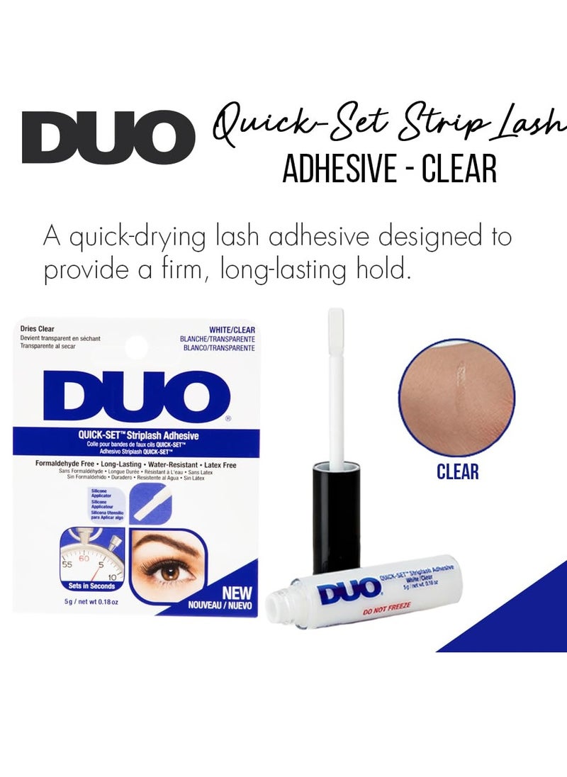 DUO Quick-Set Strip Lash Adhesive – Clear, Waterproof, Long-Lasting Lash Glue, Fast-Drying for False Lashes, 0.18 oz, 1-Pack