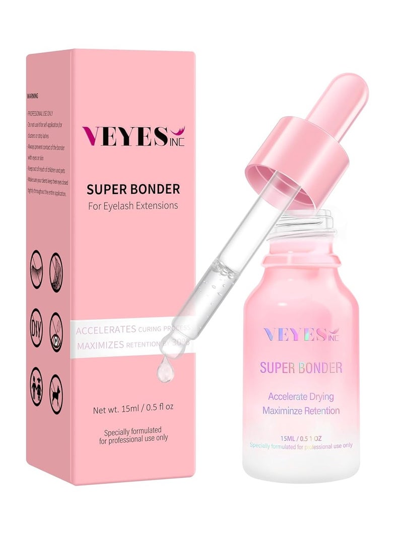 VEYES INC Super Lash Bonder for Eyelash Extensions. Glue Accelerator, Lash Sealant, Adhesive Companion, Reducing Glue Fumes and Extending Eyelash Retention Time. Professional Eyelash Supplies 15ml